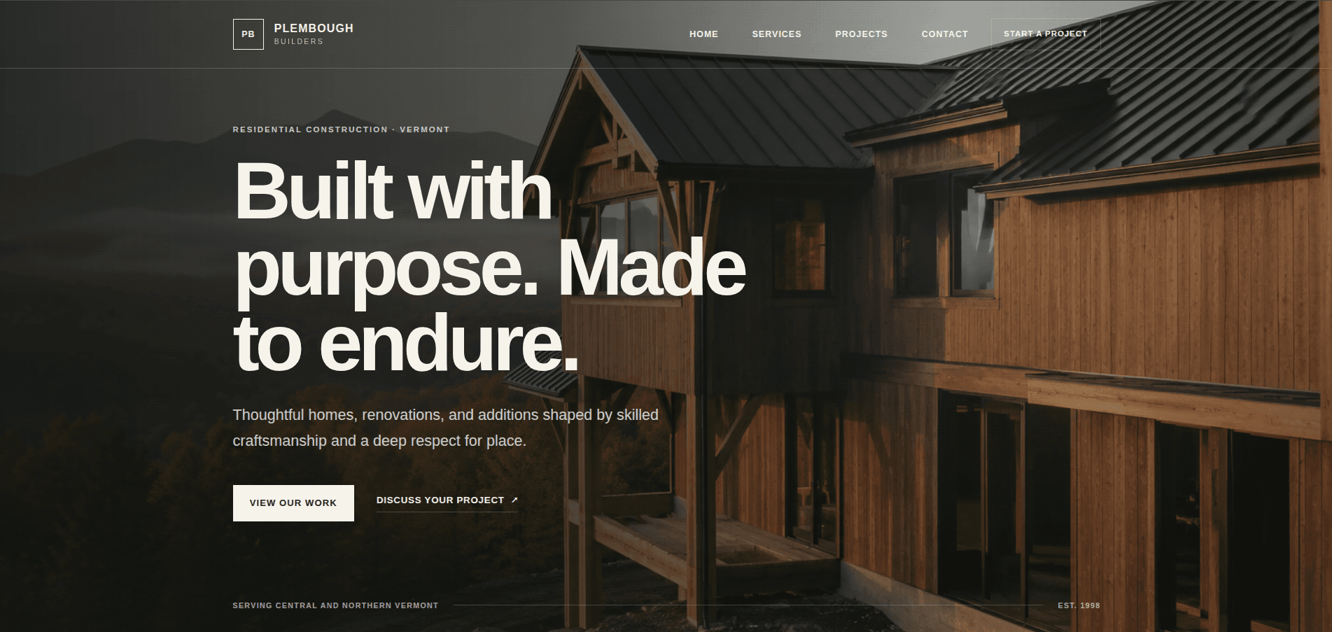 Plembough Builders website homepage