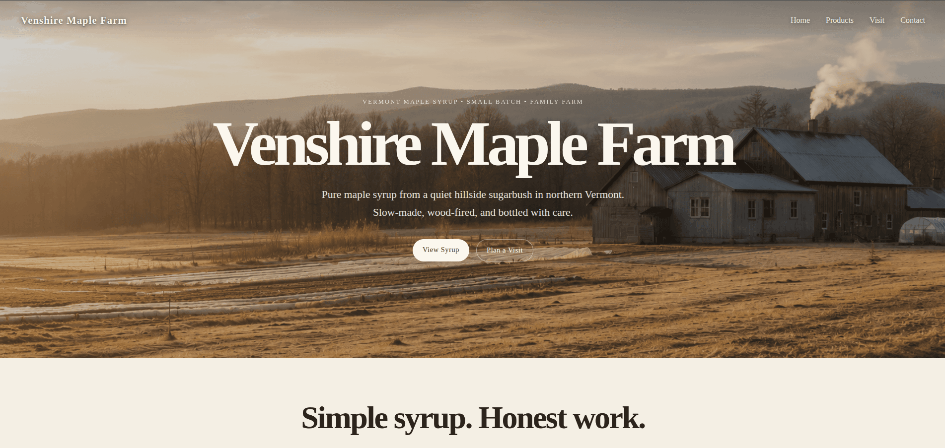 Venshire Maple Farm website homepage